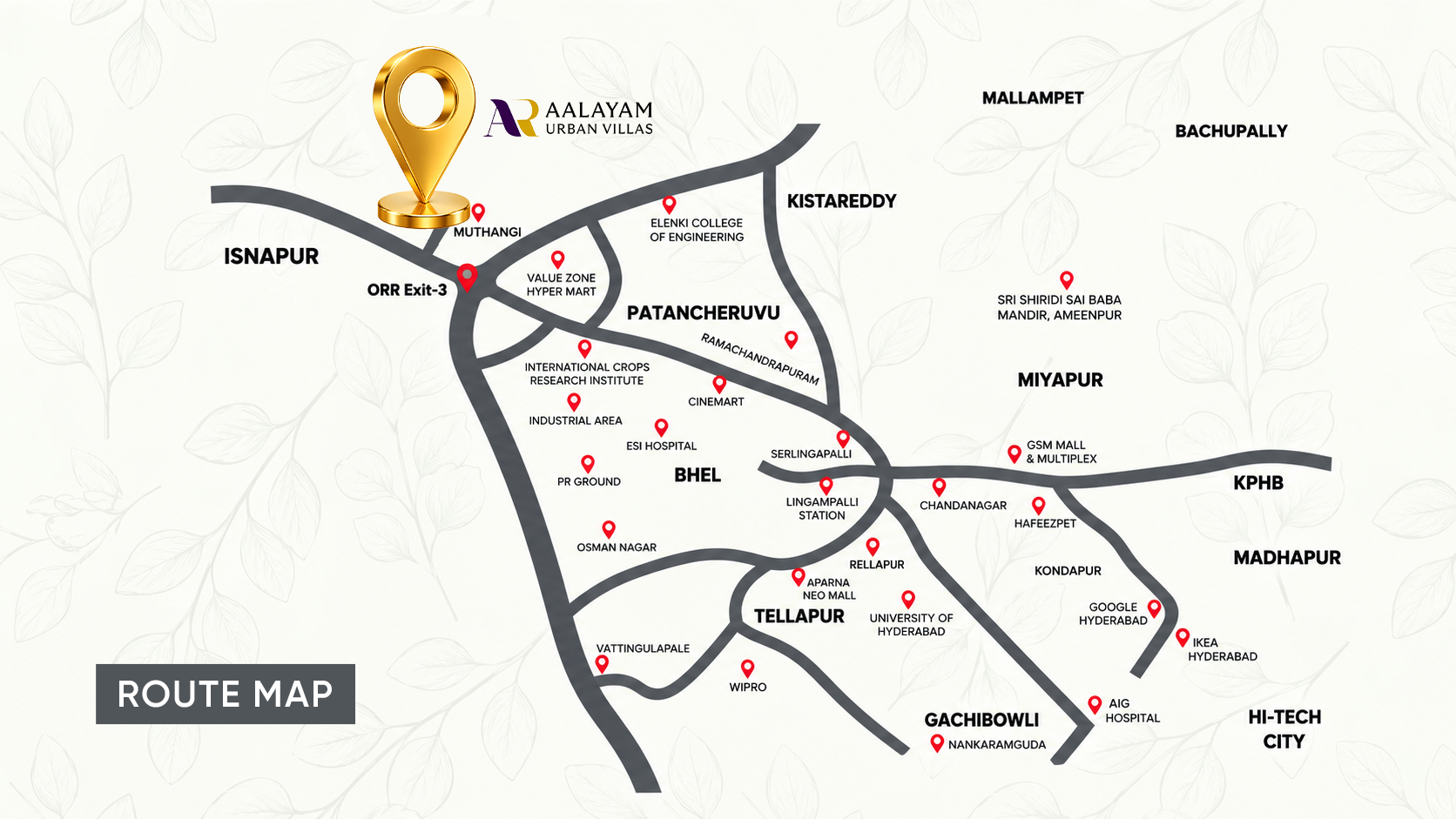 Aalayam Urban Villas Route Map
